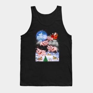 Santa Clause Drives Pig Reindeer Sleigh Tank Top